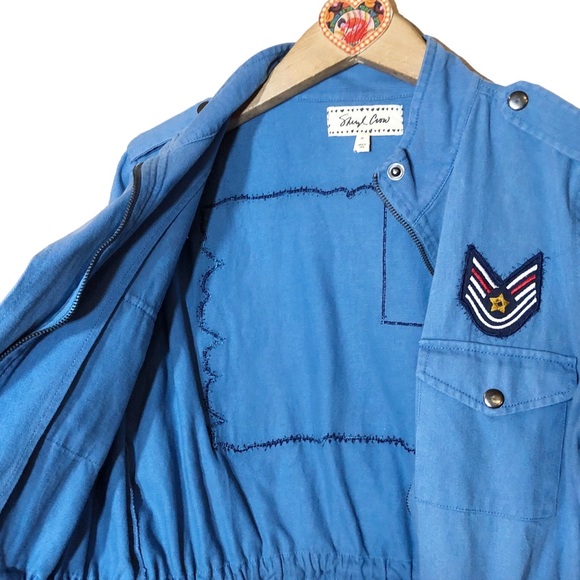 Sheryl Crow patriotic Blue Military Flag patch Utility Cargo Jacket M dr… - Picture 3 of 8